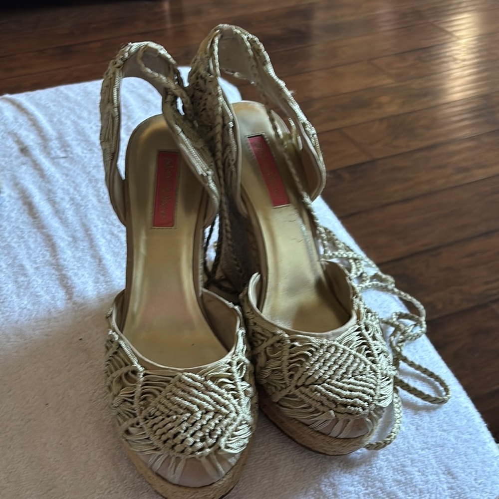 Betsey Johnson Cream Espadrilles with Woven Design